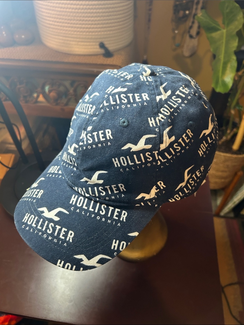 Hollister Navy All-Over Logo Cap